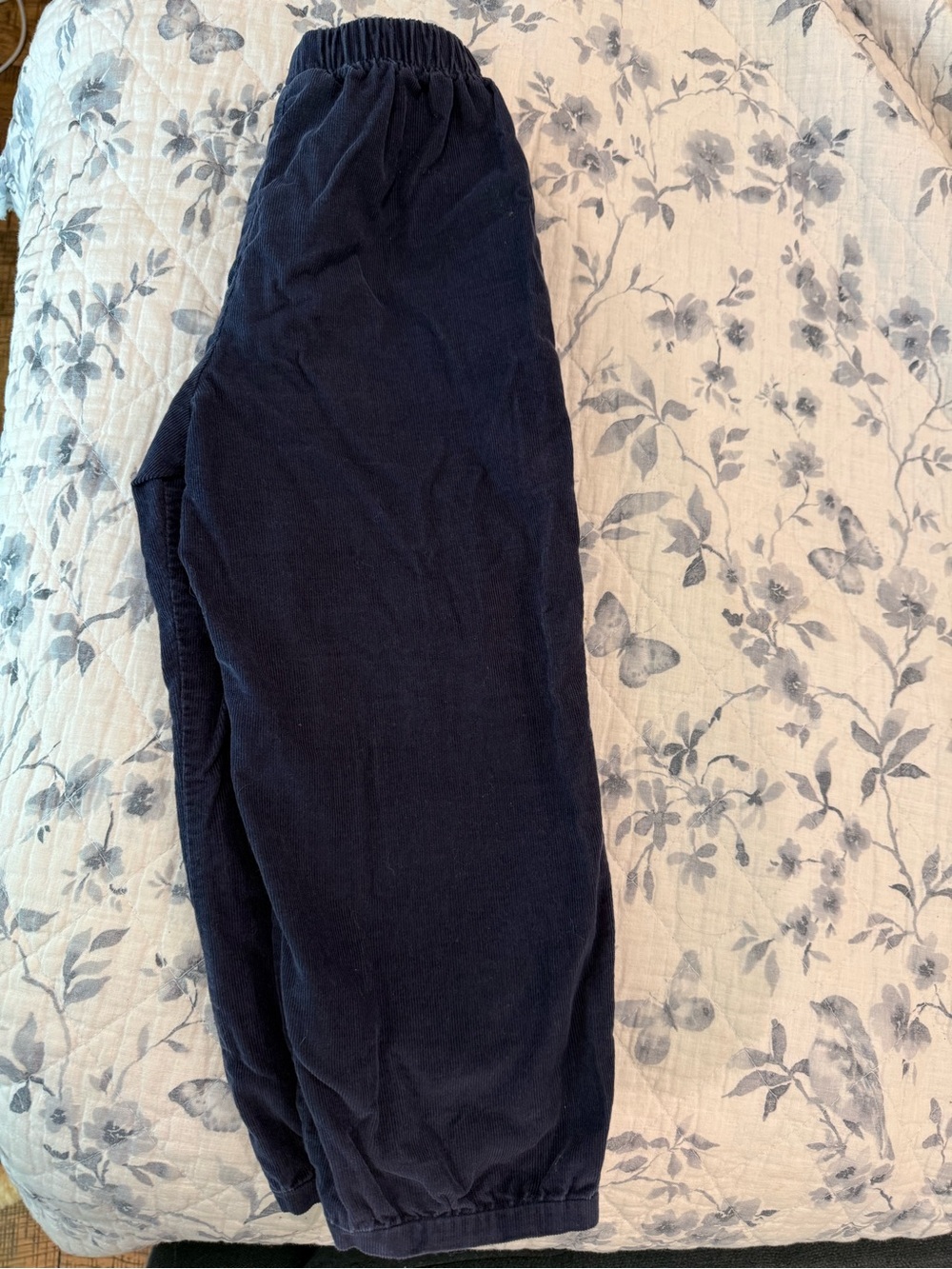 Little English Navy Elastic-Waist Corduroy Pants